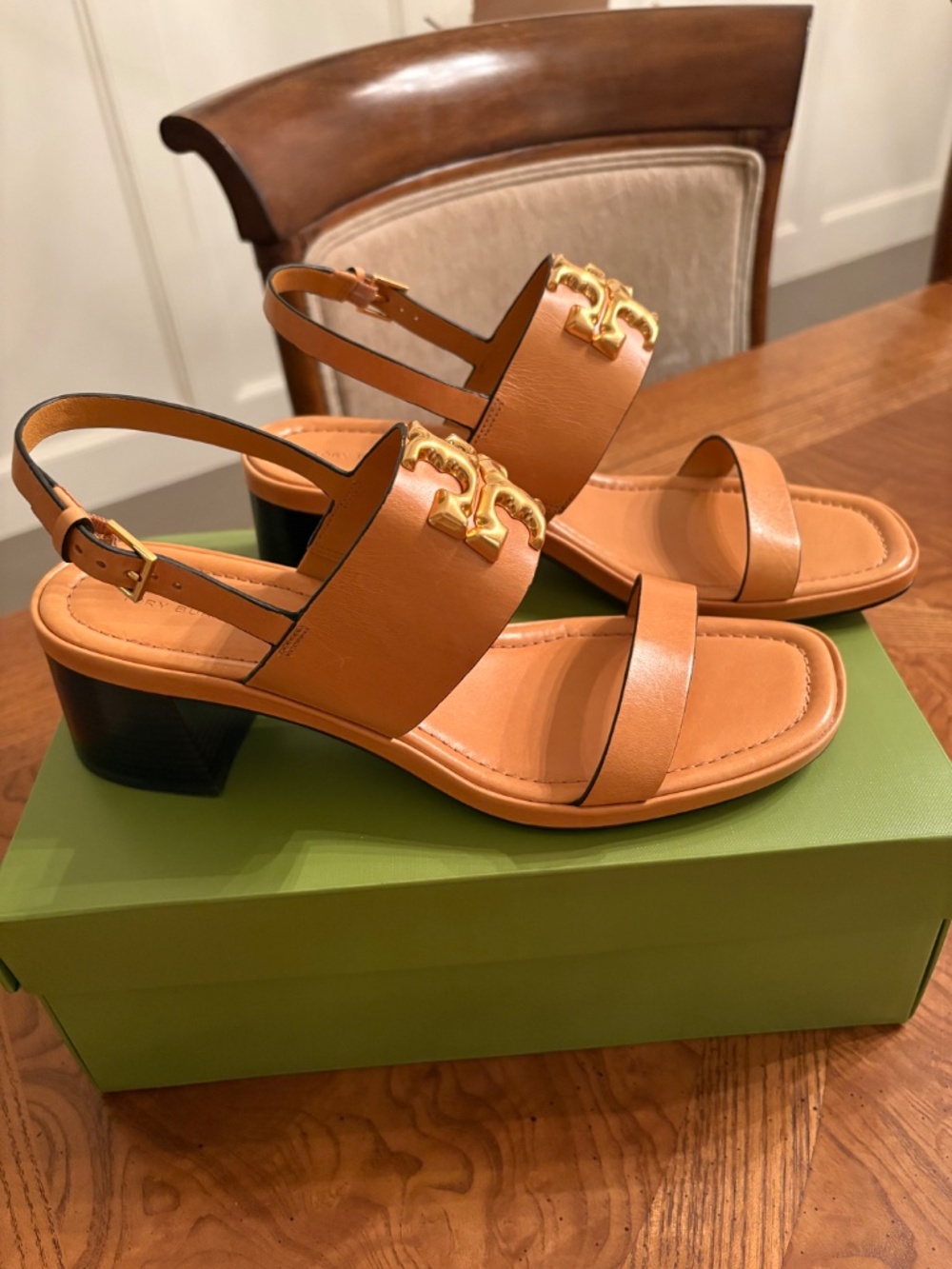 Tory Burch Eleanor Sandals in  Full Grain Vachetta Leather  10.5 M - Picture 7 of 12